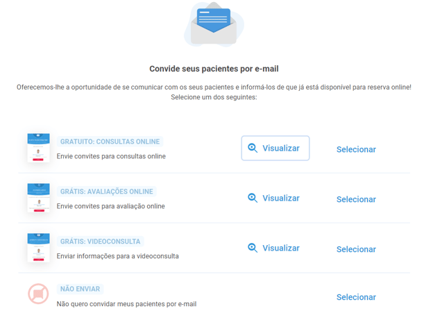 Convide seus pacientes email