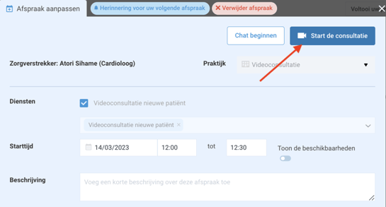 Hoe start ik een Videoconsultatie? 