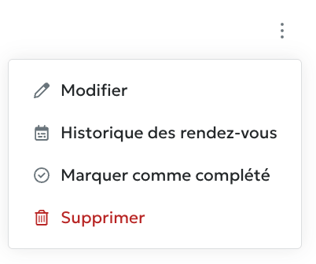 Options suivi de seances