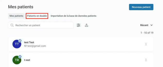 Patients en double