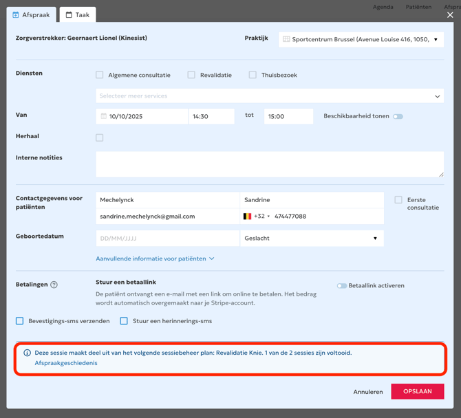 Sessiebeheer notificatie