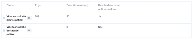 Stel uw soorten Videoconsultaties in 