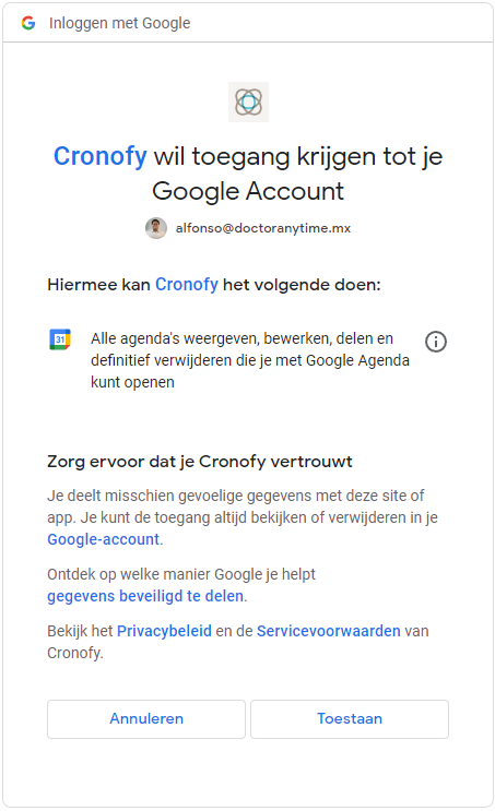 Synchronisatie met een Google account 5