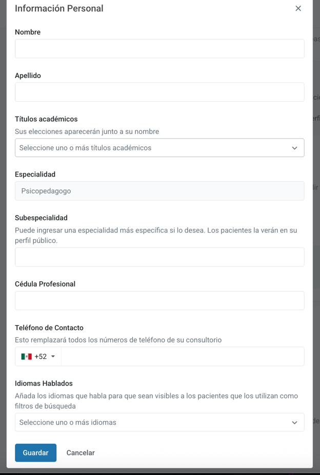 info de la cuenta